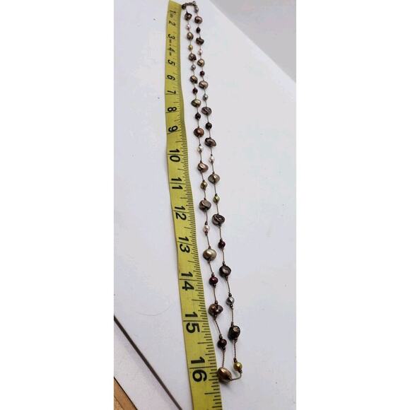 Genuine Pearl Necklace Super Long Freshwater Multi Color Hand Strung Baroque - Picture 10 of 11